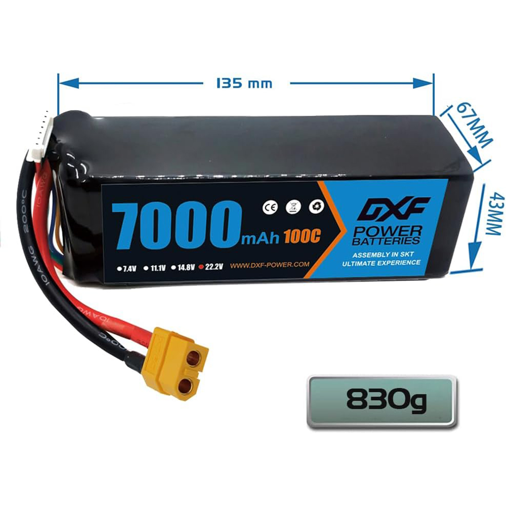 بطارية DXF 6S Lipo بسعة 10000  - مراجعة 6S Lipo Battery 22.2V 5000Mah وسعره