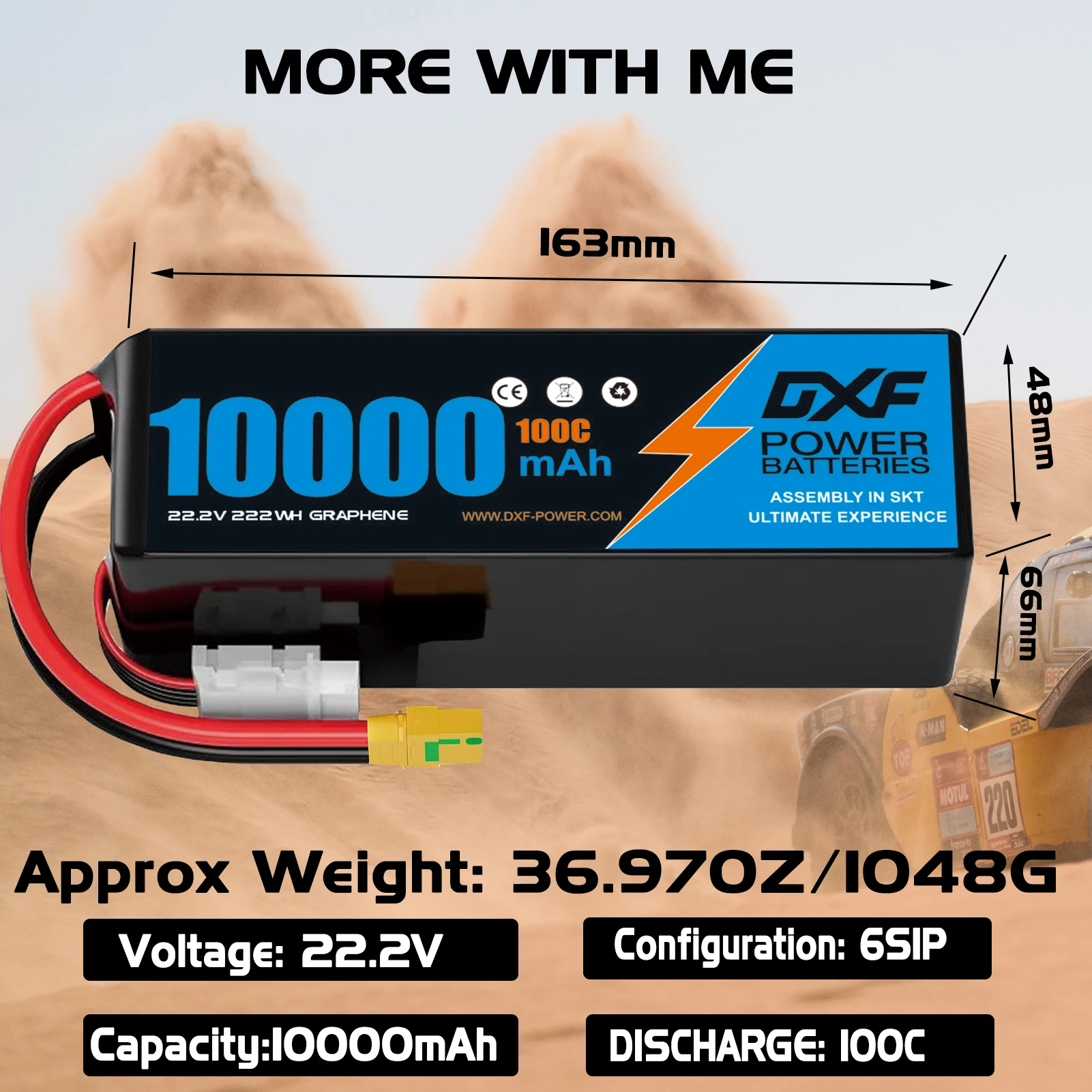 بطارية ليثيوم بوليمر DXF 6S 22 - مراجعة 6S Lipo Battery 22.2V 5000Mah وسعره